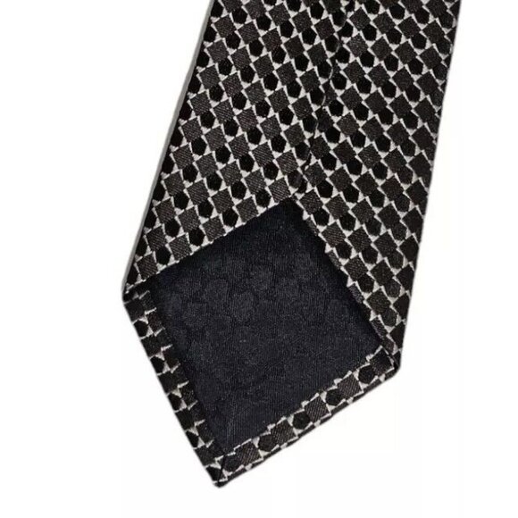 Z ZEGNA Men's Silk Blend Necktie LUXURY Tie Gray Geometric W:2" EUC - Picture 5 of 5